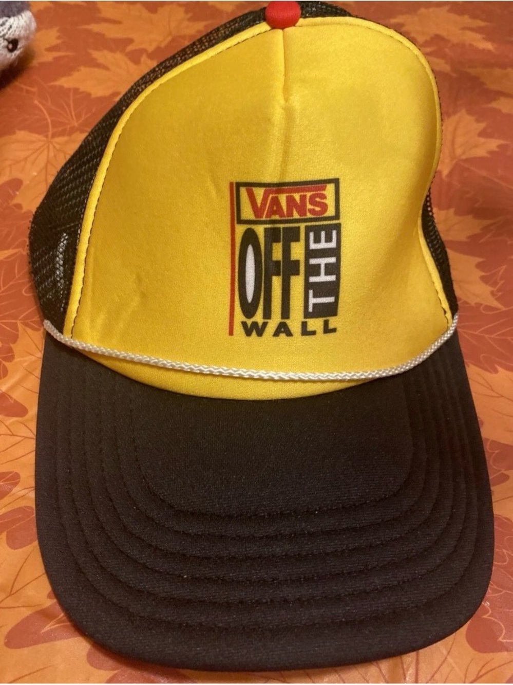 Vans Yellow and Black Off The Wall Logo Hat